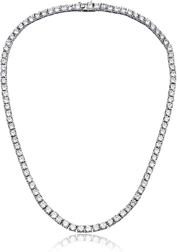 Silver tennis necklace womens Clearance