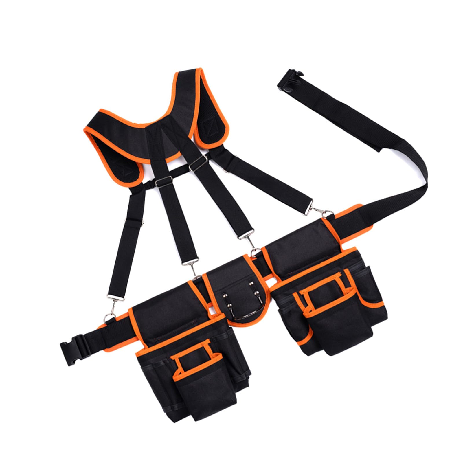 Cintura ergonomica per attrezzi da lavoro con scomparto portaoggetti multitasche, cinghia imbottita rinforzata, bretelle regolabili, tasche per attrezzi, cintura regolabile