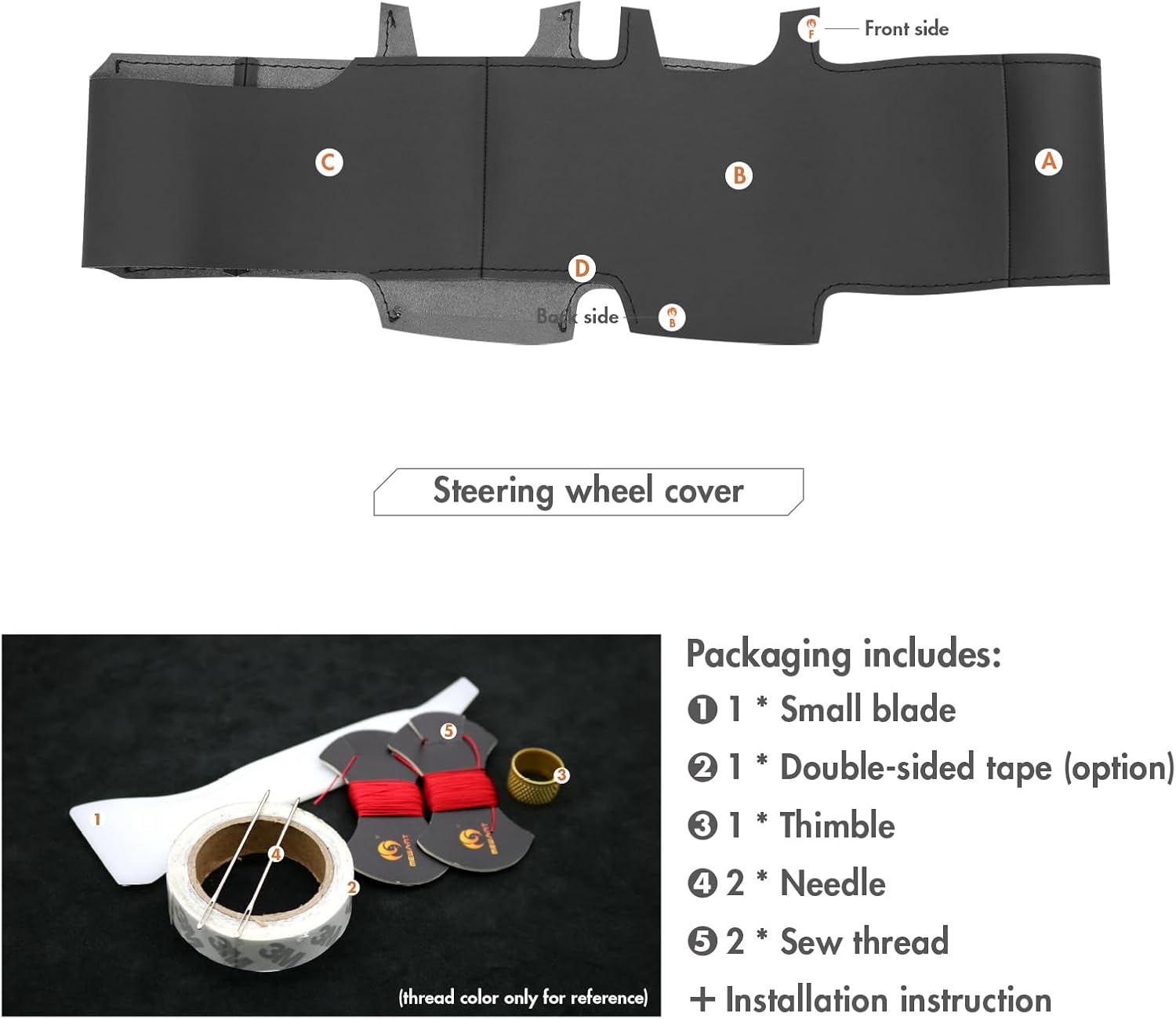 MEWANT Steering Wheel Cover for Ford F-150 F150 2015-2020 / F-250 F250 2017-2022 / F-350 F350 2017-2022 / F-450 F450 2017-2022 / Expedition 2018-2021