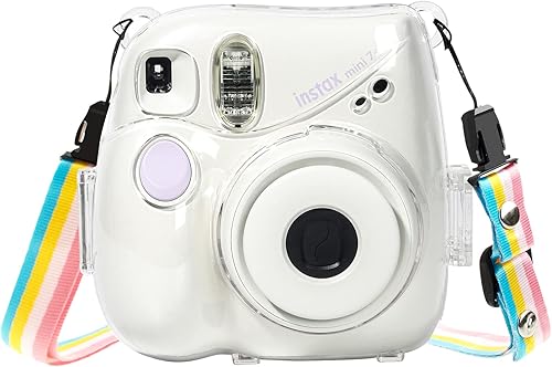 Miniatura 5 de Rieibi Mini 7+ - Funda de cristal transparente para cámara instantánea Fujifilm Mini 7 Plus, versión mejorada con correa de hombro extraíble