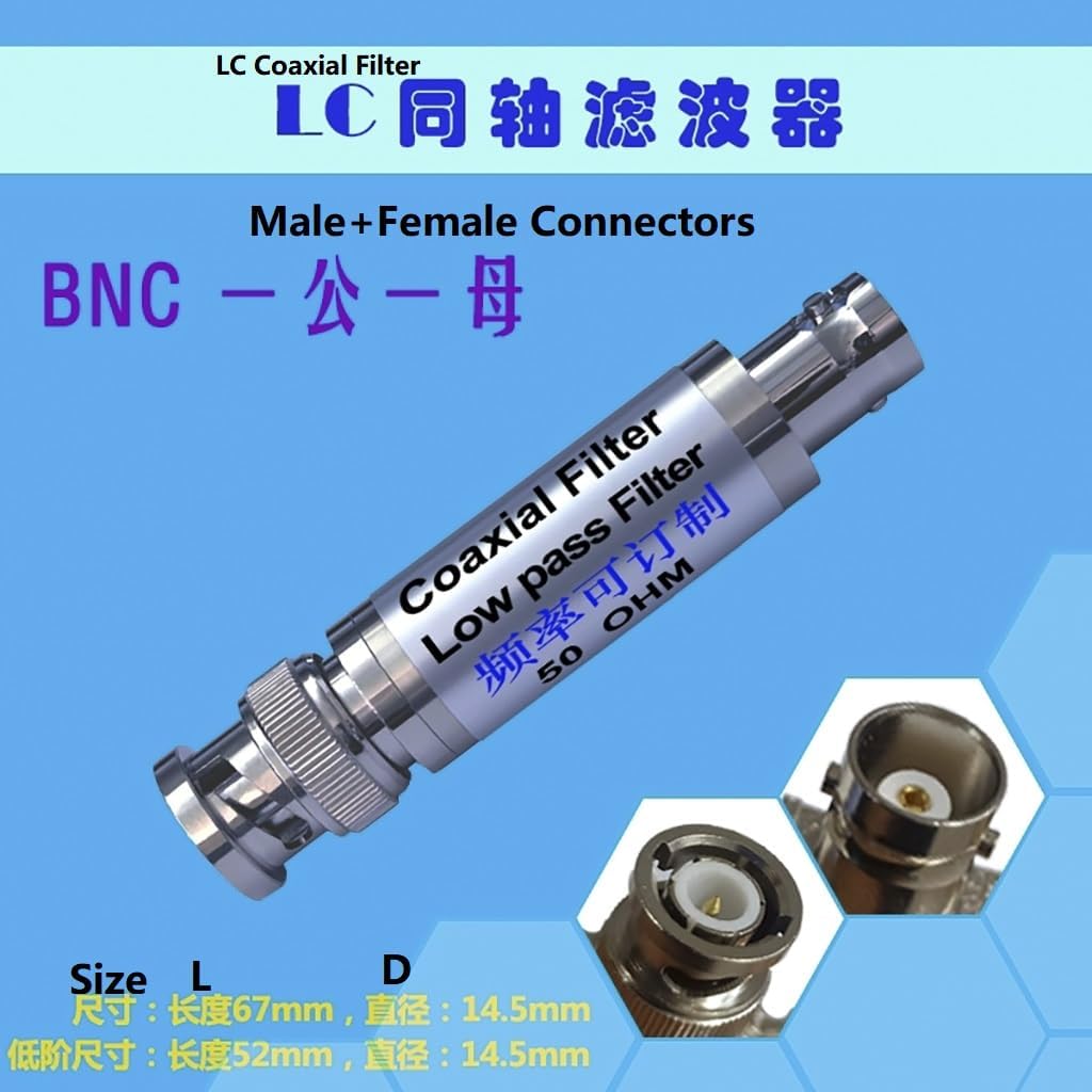 JMT LC Coaxial Filter Frequency 1MHz Passive Low-Pass High-Pass Filter with SMA BNC Connectors (LPF BNC Male+Female)