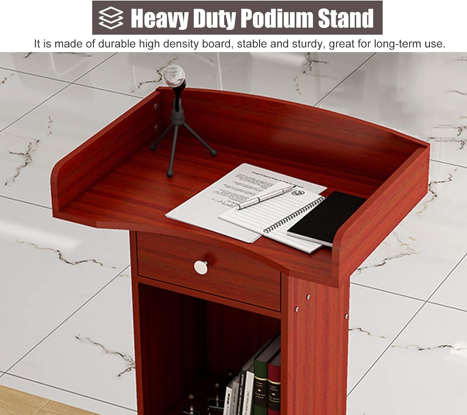 Pulpity Kościoły Duże podium Mównice z płyty o wysokiej gęstości Ochrona krawędzi Wysoka rama Podium ze schowkiem i 2 szufladami Pulpity Do użytku w dowolnym miejscu，