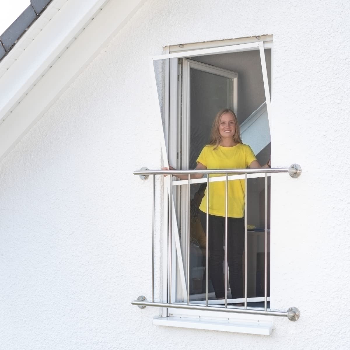 Schellenberg 70044 Fliegengitter Fenster bodentief Premium, Insektenschutz Fenster mit Rahmen aus Aluminium, 120 x 240 cm, Weiß