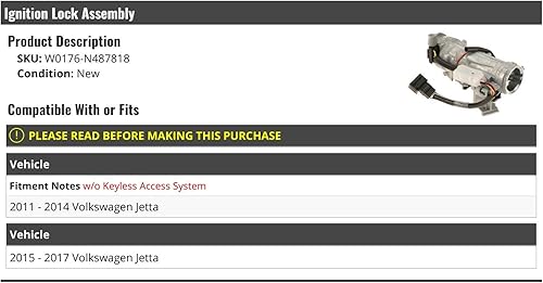 Montaje de bloqueo de encendido  Compatible con Volkswagen Jetta 2011-2017