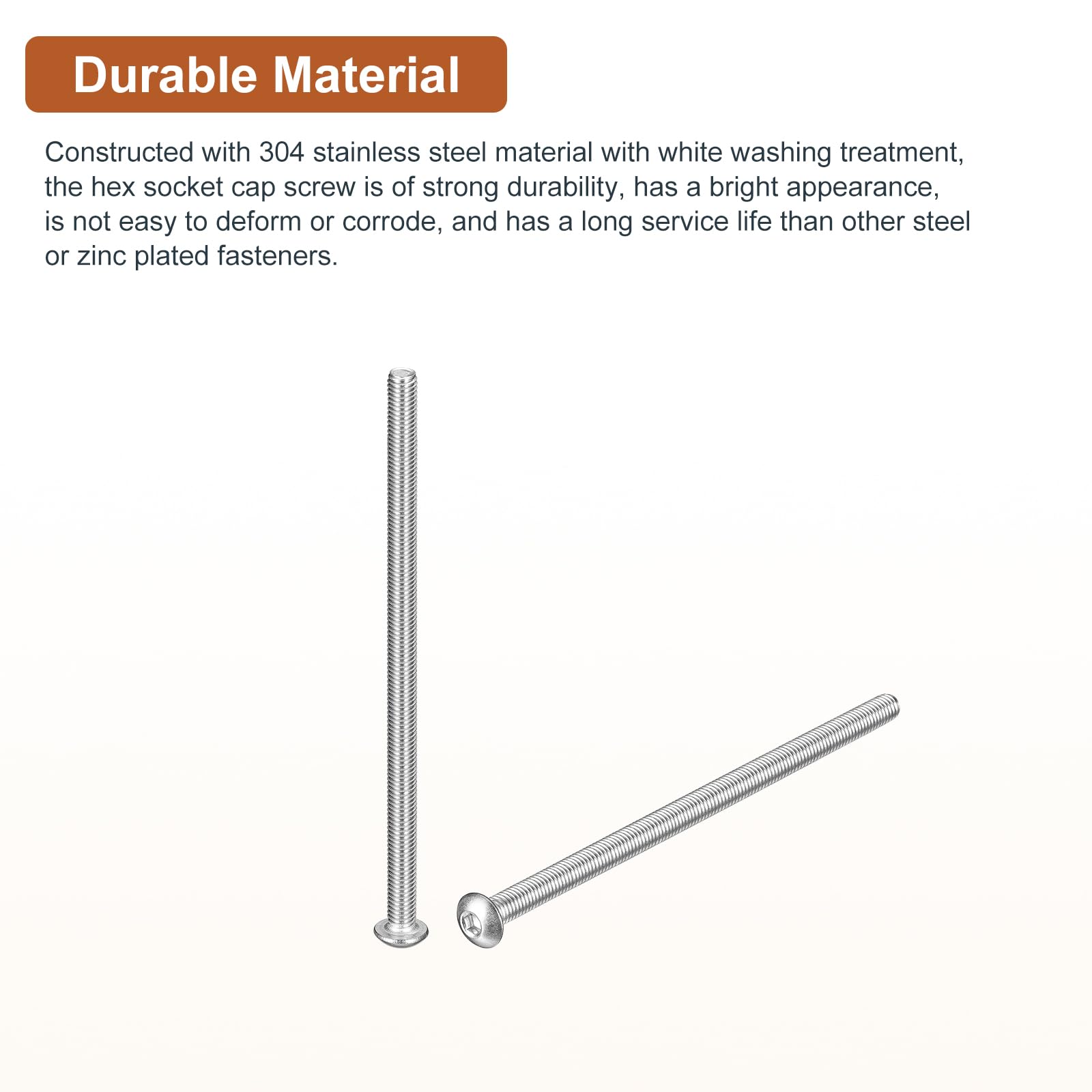 DTGN M5-0.8x100mm Button Head Socket Cap Screws, 10Pack, Good for Machine, 304 Stainless Steel 18/8 - Image 3