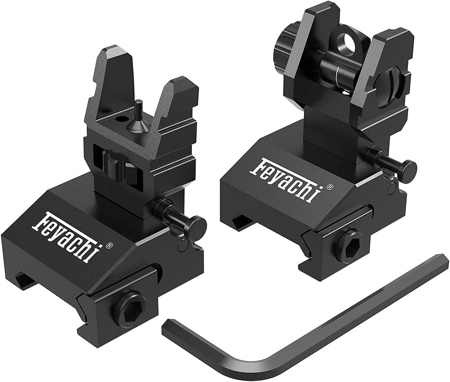 Feyachi Flip Up Sights Iron Sights Flip Up Front and Rear Sites with Red and Green Dot Picatinny Backup Sight Set