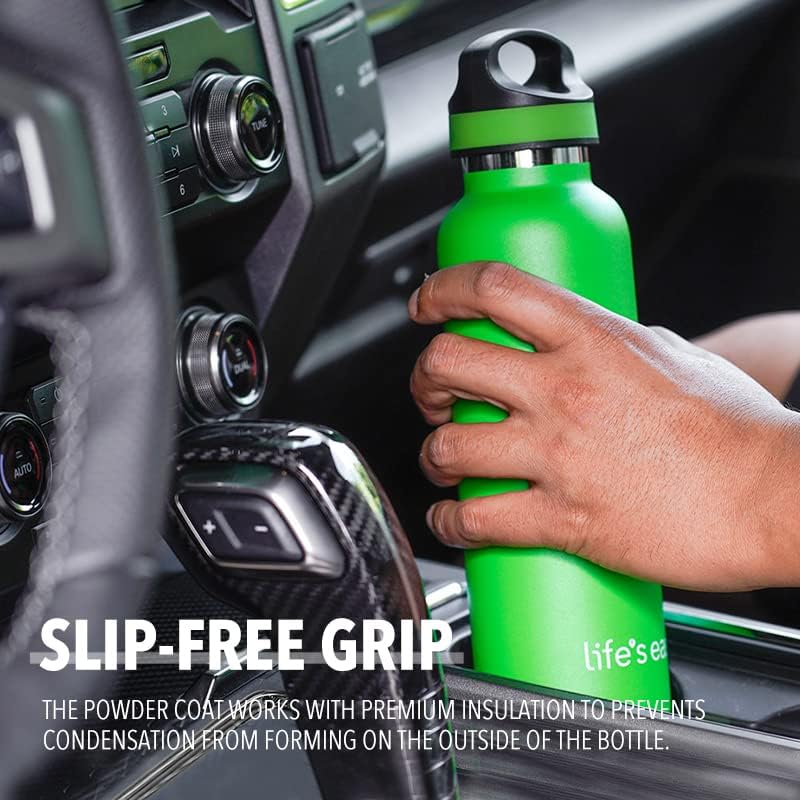 Miniatura 5 de LIFE'S EASY Botella de agua deportiva aislada con tapa. Frasco térmico de doble pared de acero inoxidable al vacío para bebidas frías y calientes