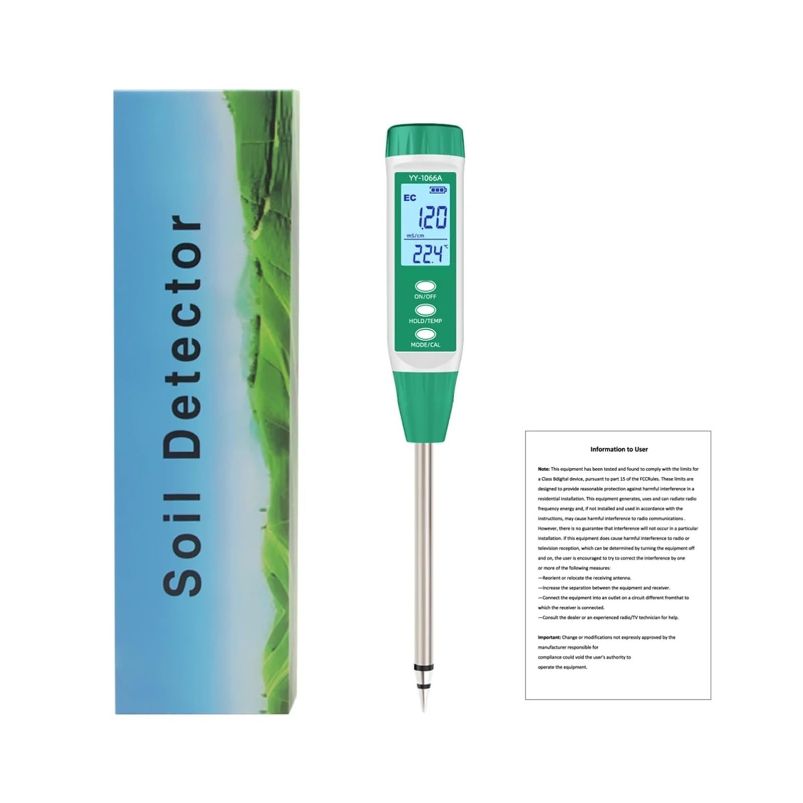 YY-1066A Misuratore di EC e contenuto idrico del suolo ad alta precisione for test sulle piante, giardinaggio, agricoltura, sensore pH umidità Giardinaggio, Agricoltura