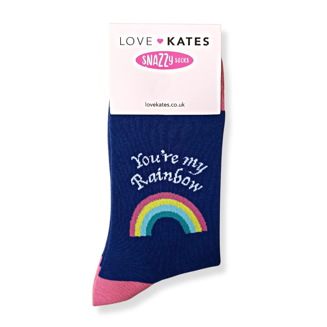 Love Kates Snazzy Socks You're My Rainbow Ladies Socks Size 4-7 Gift Range Her LKSOCK006