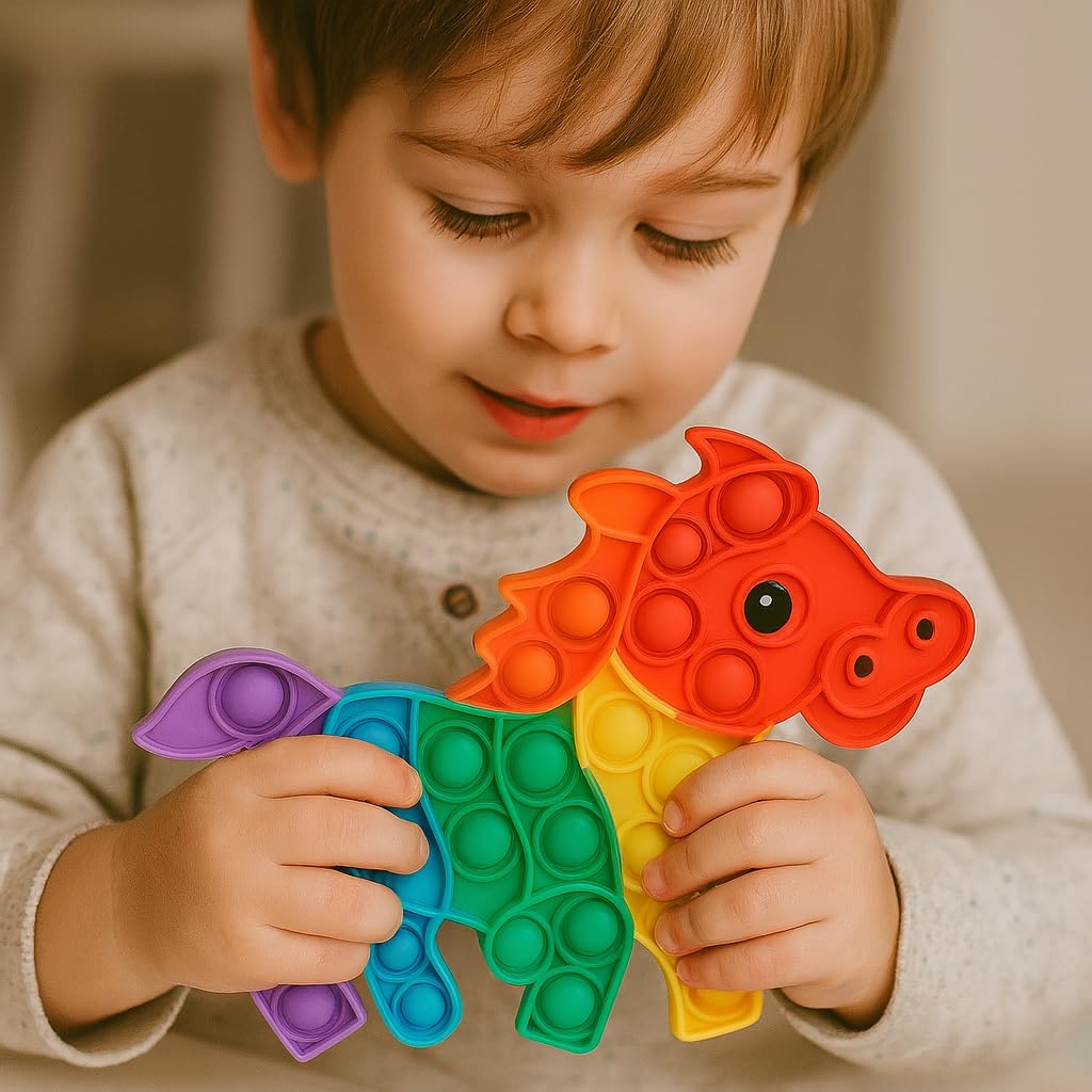 Ranzah Pop Fidget Toy Push Pop Bubble Sensory Toy For Kids And Adults Travel Poppet Toy Squishy Toy For Gifts & Parties ADHD Stress & Anxiety Relief Toy Squeeze Toddler Toy (Horse) - Image 2