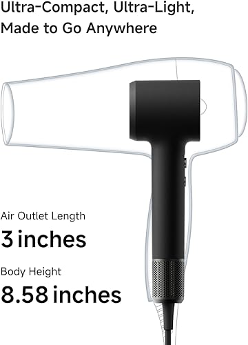 Miniatura 2 de Laifen Mini-secador de pelo, ligero y compacto, de alta velocidad, 656.2 ft, con potente motor de 110.000 RPM para secado rápido, bajo ruido
