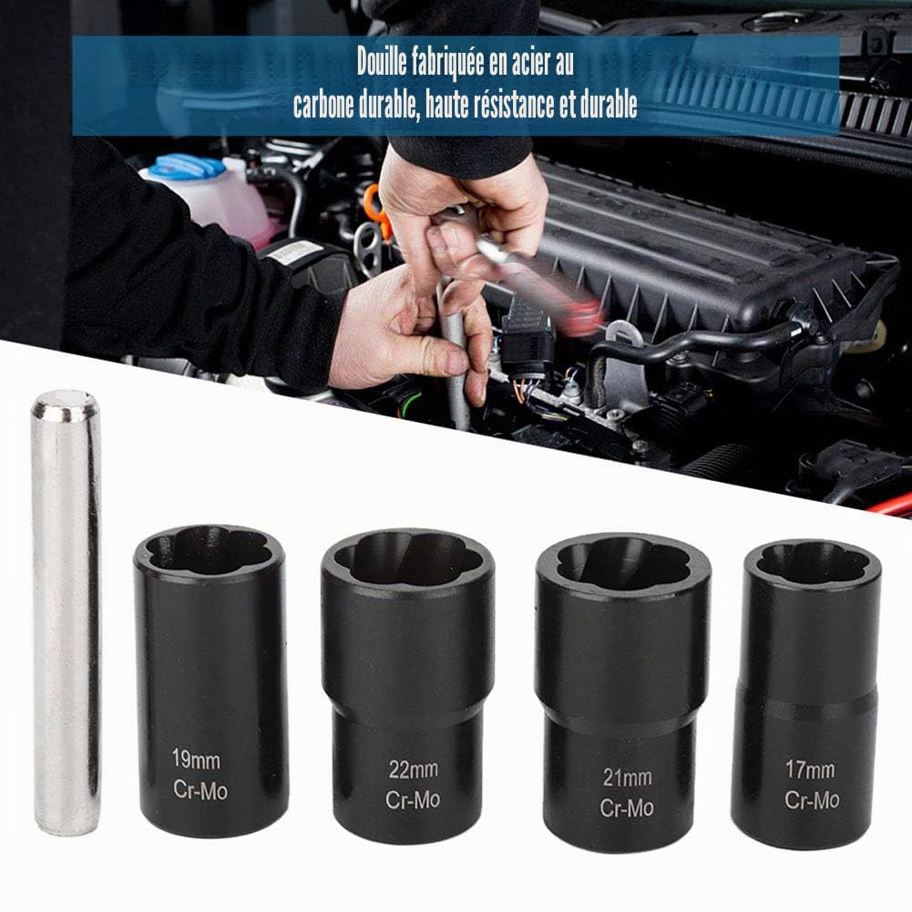 EBTOOLS Lot de 5 clés à douille pivotantes de 21 mm pour extracteur d'écrous de sécurité
