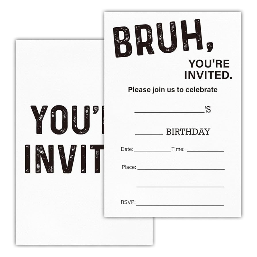 amazon-com-rnyjj-bruh-boy-birthday-invitations-with-envelopes-20-count-bruh-you-re-invited-birthday-party-fill-in-invites-cards-for-teen-boy-double-sided-design-office-products for Free Printable Birthday Invitation Cards Amazon.com : RNYJJ Bruh Boy Birthday Invitations With Envelopes (20 Count), Bruh You're Invited Birthday Party Fill in Invites Cards for Teen Boy, Double Sided Design : Office Products for Free Printable Birthday Invitation Cards