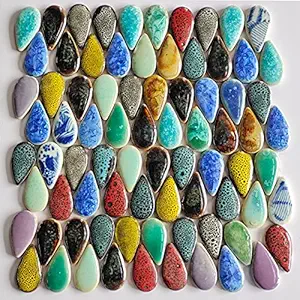 200g Ceramics Mosaic Tiles Random Color Raindrops Shape Mosaic Ceramics Pieces for DIY Crafts Home Decoration(18x28mm)