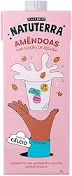 Leite Vegetal de Amêndoas Natuterra 1L | Bebida de amêndoas sem adição de açúcar, sem lactose, sem colesterol, sem glúten e livre de soja | Leite de amêndoas vegano, 100% plant based, fonte de Cálcio