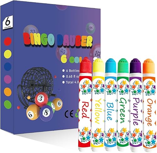 Blimark Marcadores de puntos para niños, 6 colores, 3.4 fl oz, no tóxicos, sin ácidos, lavables, agarre cómodo, ideal para arte y manualidades