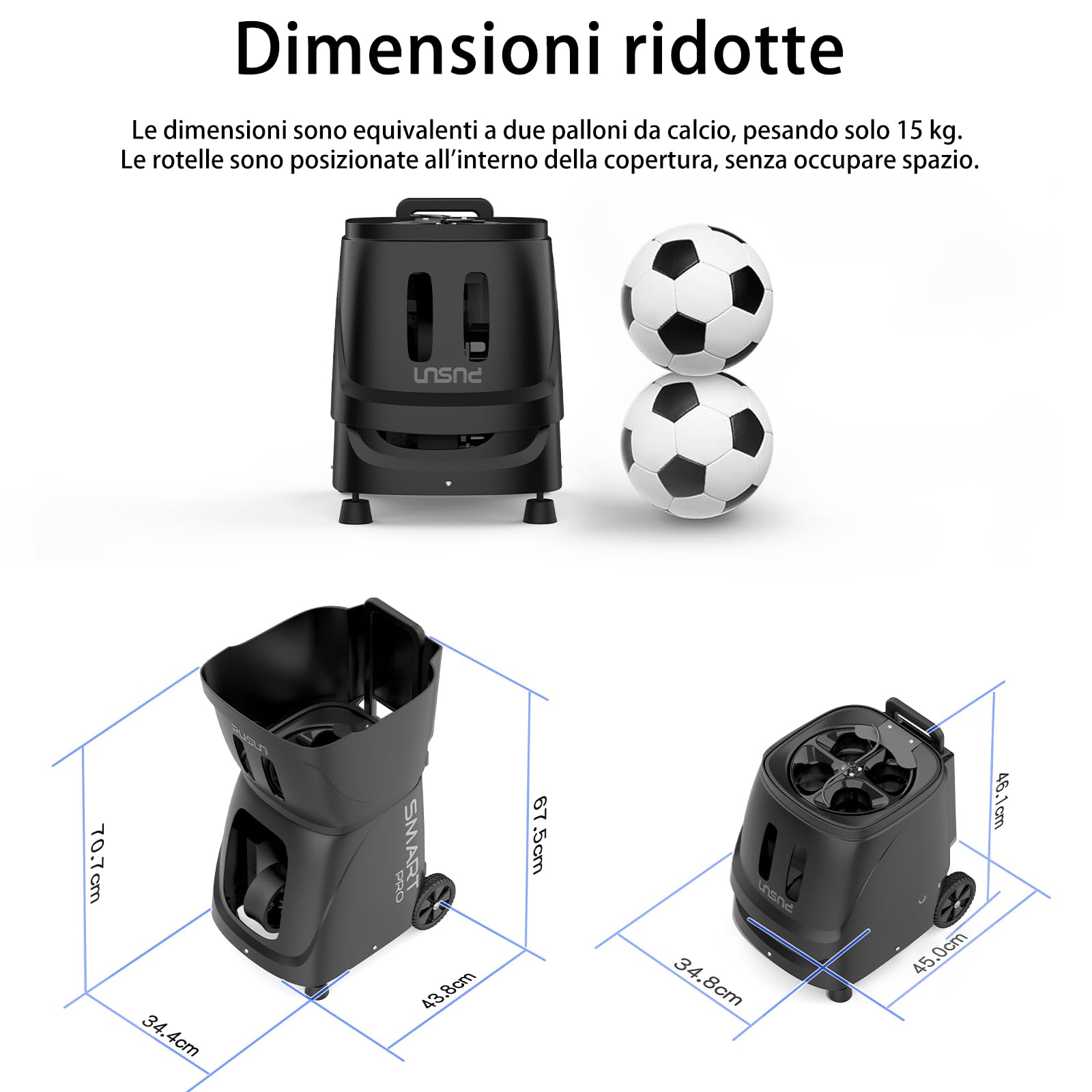 PUSUN PT-Smart-Pro - Macchina intelligente per palline da tennis, servizio automatico con controllo APP/telecomando/iWatch, 12 modalità di servizio, batteria 4-6H per allenamento/coaching (nero)