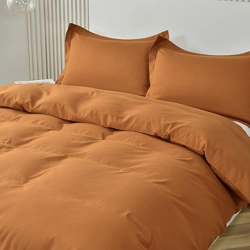 Miniatura 3 de PALAKANA Juego de funda de edredón tamaño King, 3 piezas, 100% algodón lavado, transpirable, duradero, suave, cómodo, juego de ropa de cama sólido