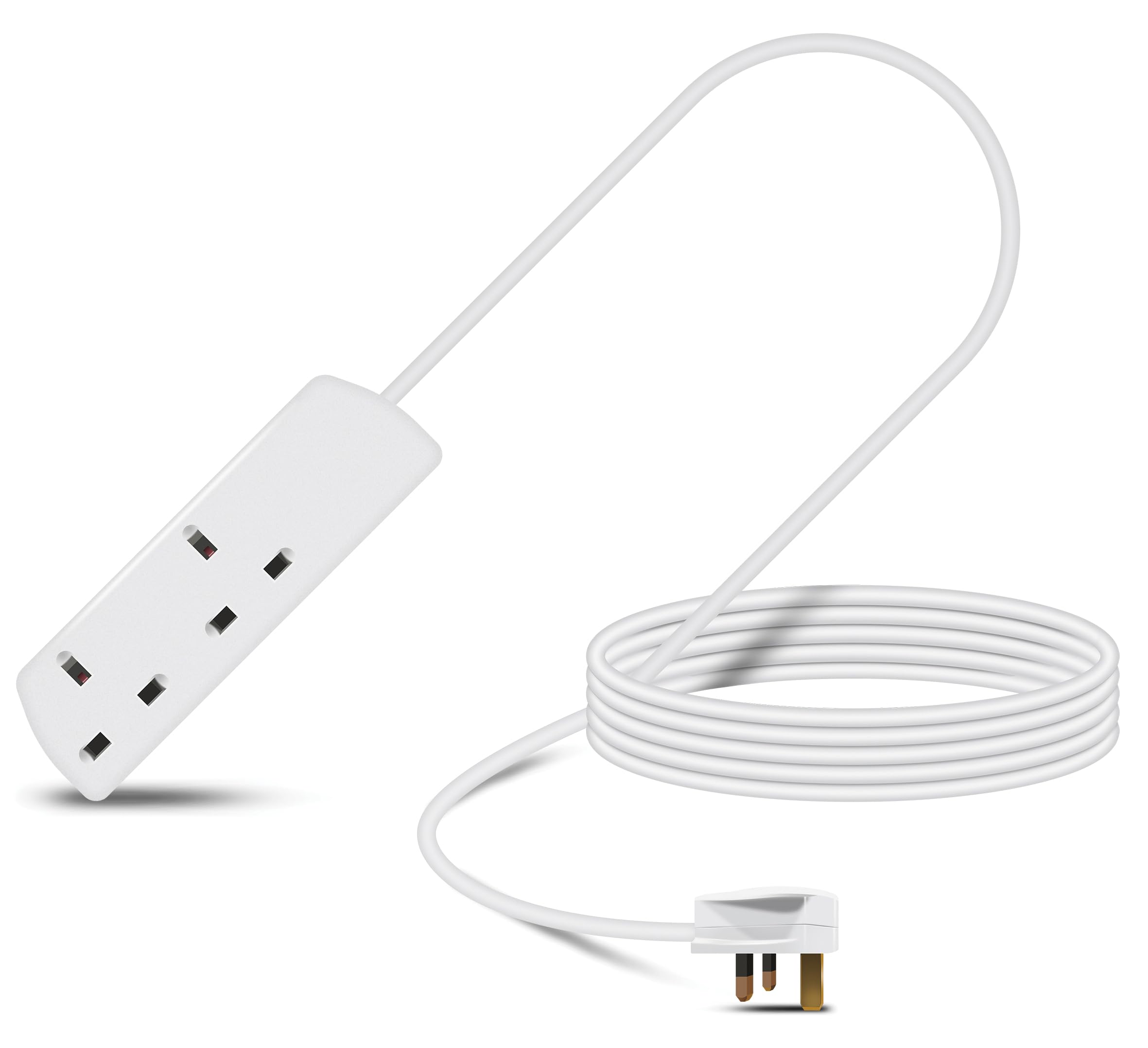 Eagle Two Gang Mains Power 13A Extension Socket to 13A UK Plug Lead Cable, British Standards BS1363 4m