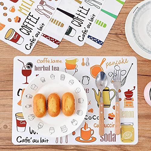 Image of 8 Pieces PVC PlaceMat - Non-Slip, Heat Resistant and Washable Hot Insulation Pad - Modern Waterproof Placemats for Decorations, Dining Table, Kitchen, Restaurant, Hotel (8-Piece, Brown)