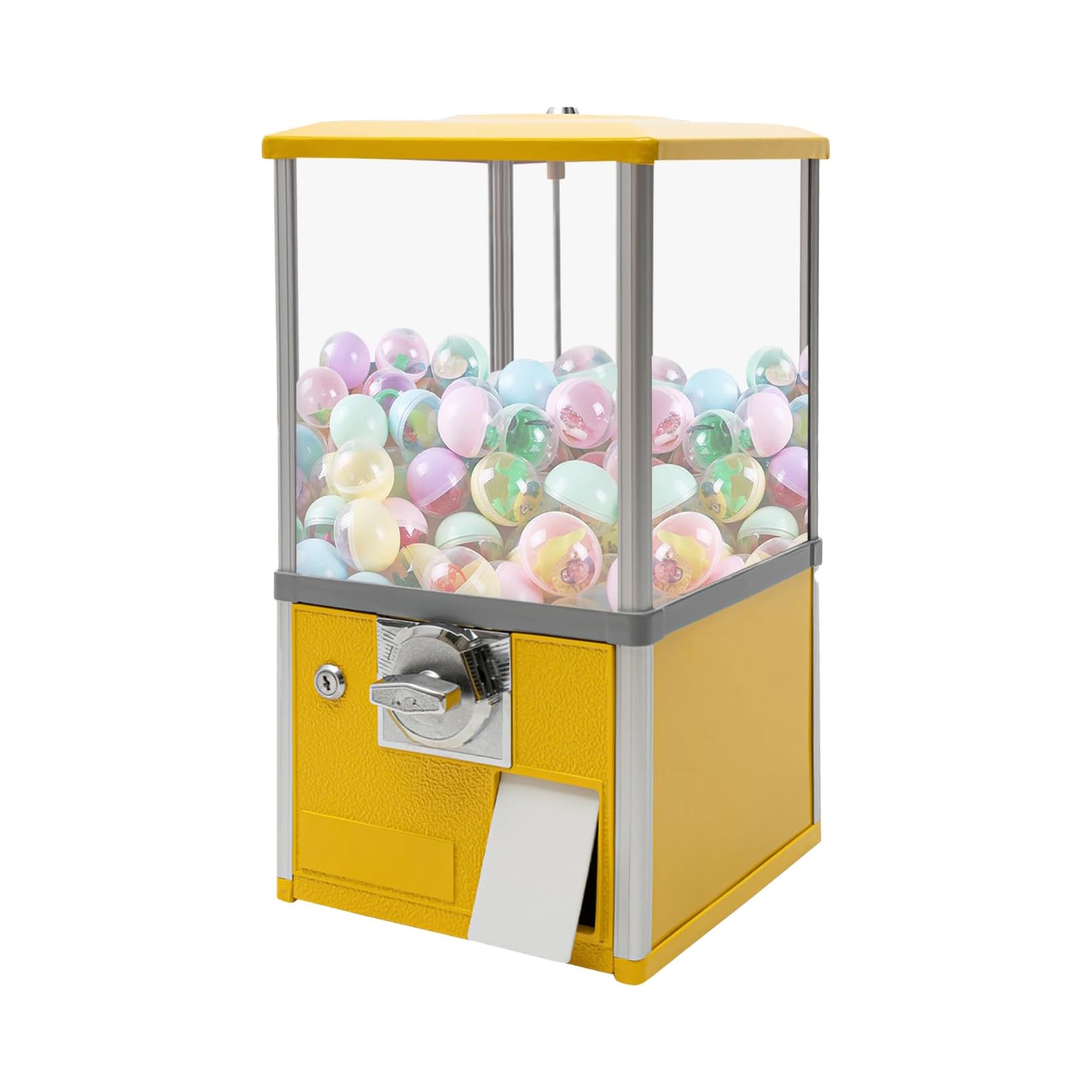 Kaugummiautomat,Kommerzieller Bonbon Kaugummiautomat,Verkaufsautomat Münzbetriebener,Runder Kapsel Hüpfballspender,für Zuhause, Spieleläden und Einzelhandelsgeschäfte(Yellow,10 PENNY/One Times)