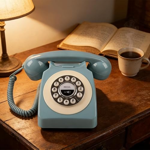 Miniatura 7 de Teléfono fijo Bluetooth, teléfonos domésticos retro para línea fija, teléfono inalámbrico clásico vintage, conexión Bluetooth, altavoz para casa
