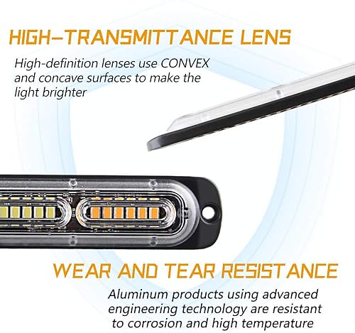 Miniatura 4 de Teguangmei Luces estroboscópicas de advertencia de emergencia, 2 unidades universales de 24 LED 72 W, montaje en superficie intermitente,