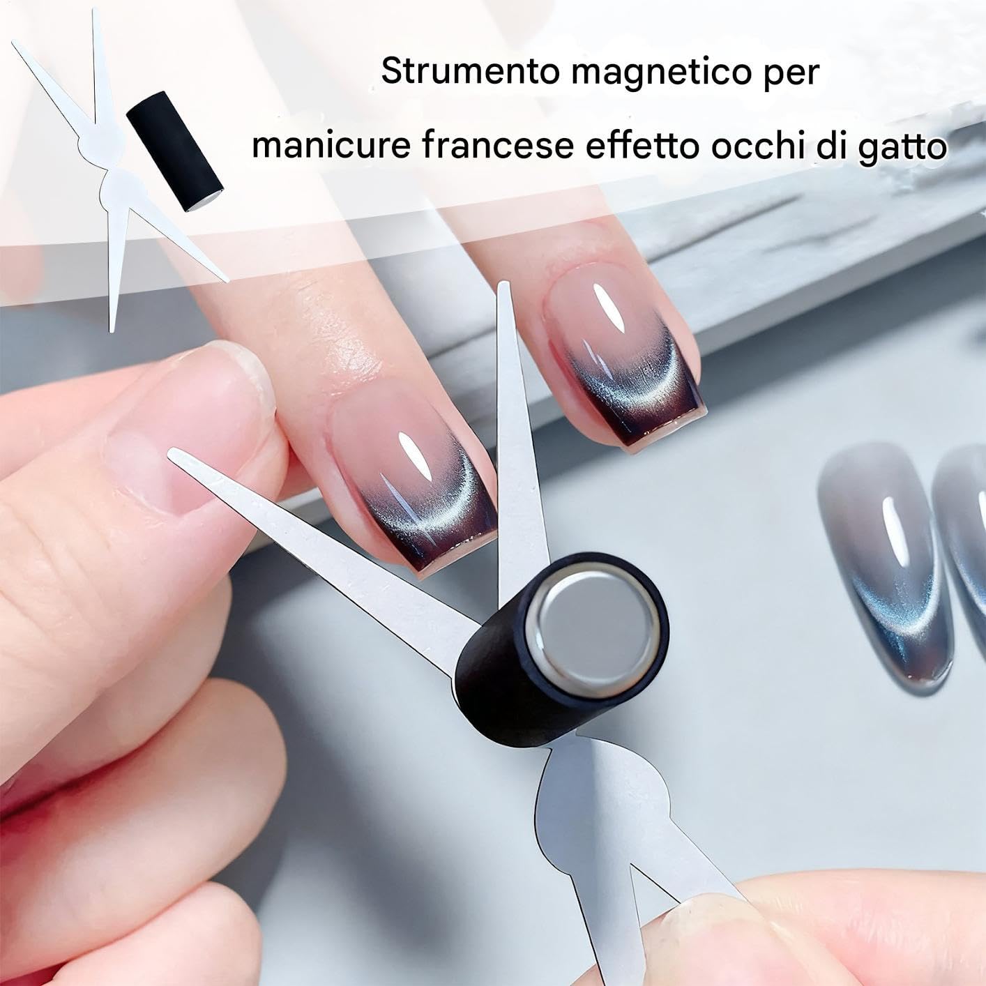 Attrezzo Magnetico per Unghie,Doppia Testa Strumento Unghie - Strumento Magnetico Manicure,per Salone Feste Matrimonio Casa Pendolari Principianti