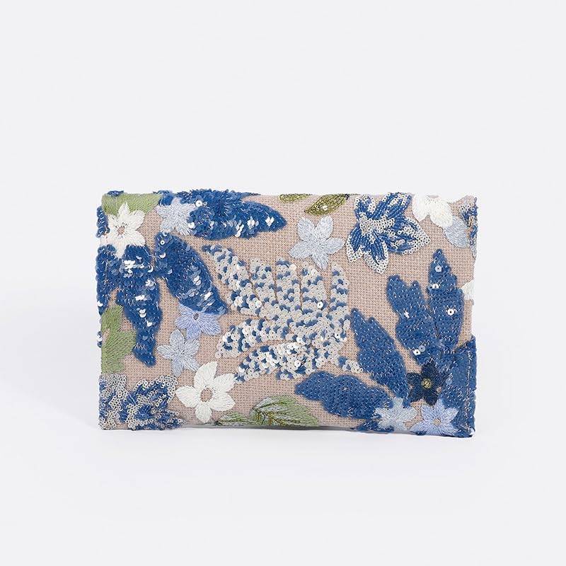 Floral Clutch Purses for Women Summer Embroidery Purses Sequin Unique Beaded Evening Bag Wedding Beach Colorful - Image 2