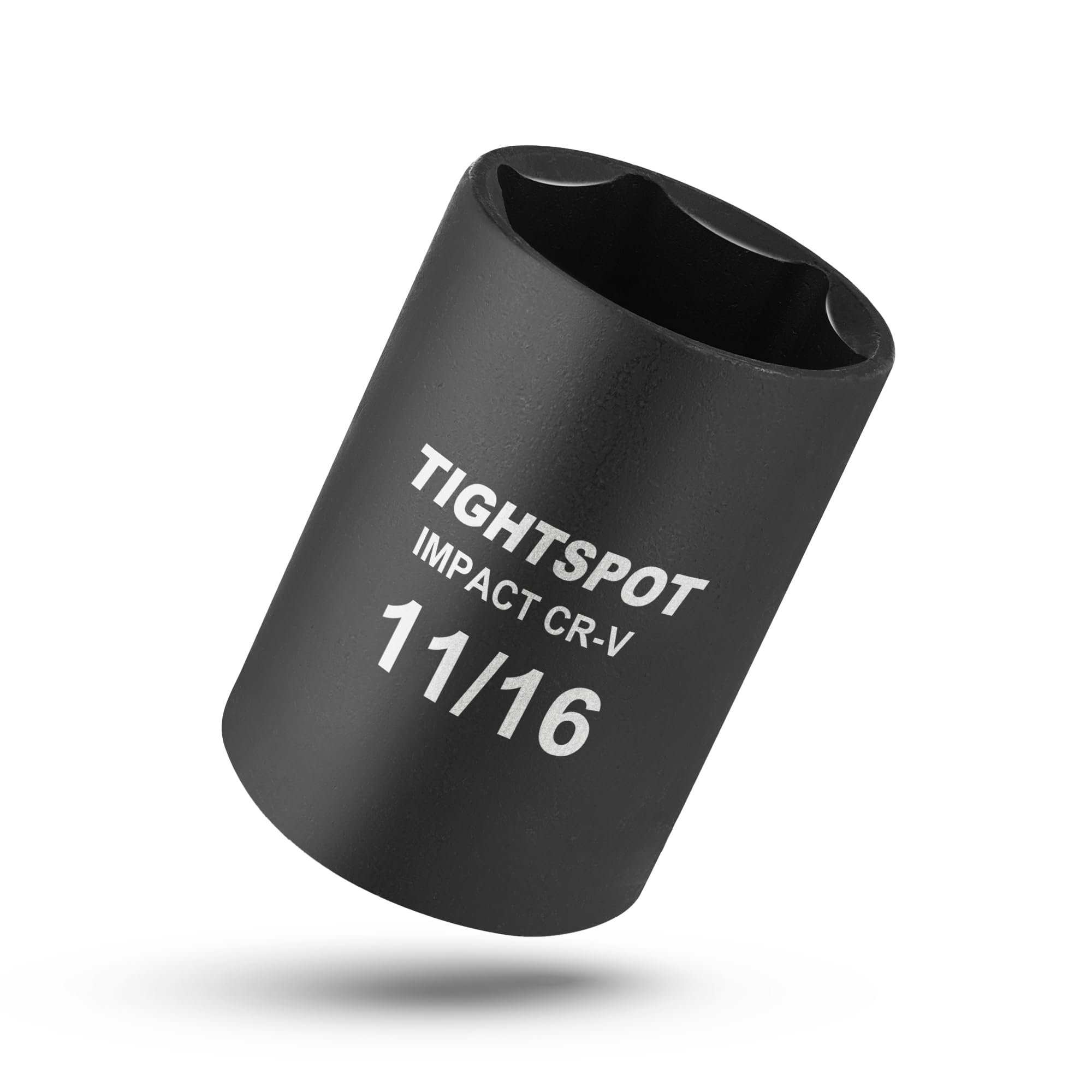TIGHTSPOT 1/2 Inch Drive - 11/16 Inch Shallow Impact Socket with Anti-Rounding 6 Point Design, Heat-Treated CRV Steel