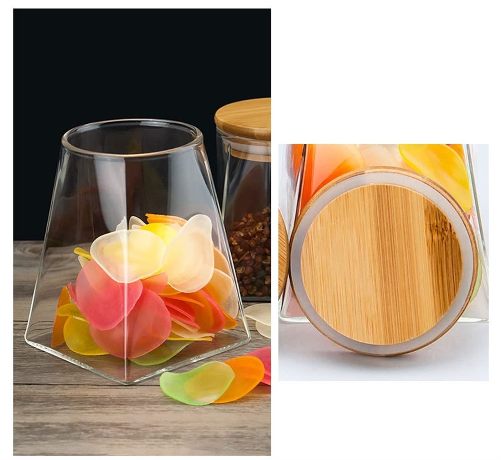 Barattoli Sigillati, Barattoli Quadrati di Vetro Trasparente, Set di 4 Contenitori Impilabili, for Caramelle, Biscotti, Riso, Zucchero, Noci, Barattoli for Alimenti