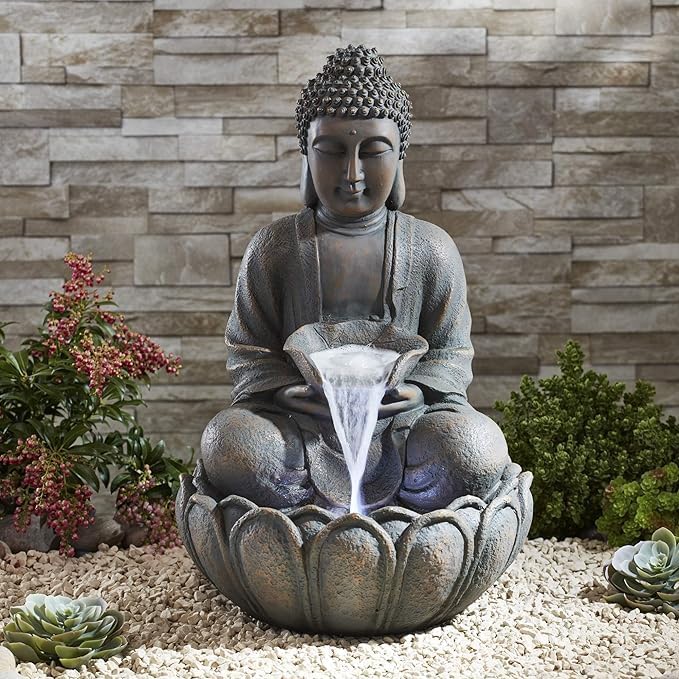 Image of Swarnhouse Decorative Water Fountain with LED Light, 2 Feet, Indoor Tabletop Waterfall for Home Office Garden (Article 9)
