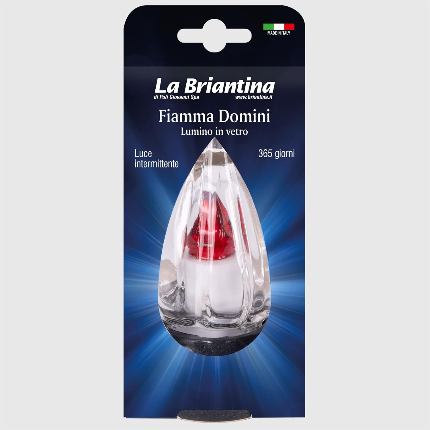 Fiamma Domini Electric Tea Light in Glass, Red Intermittent Light, Lasts 365 Days