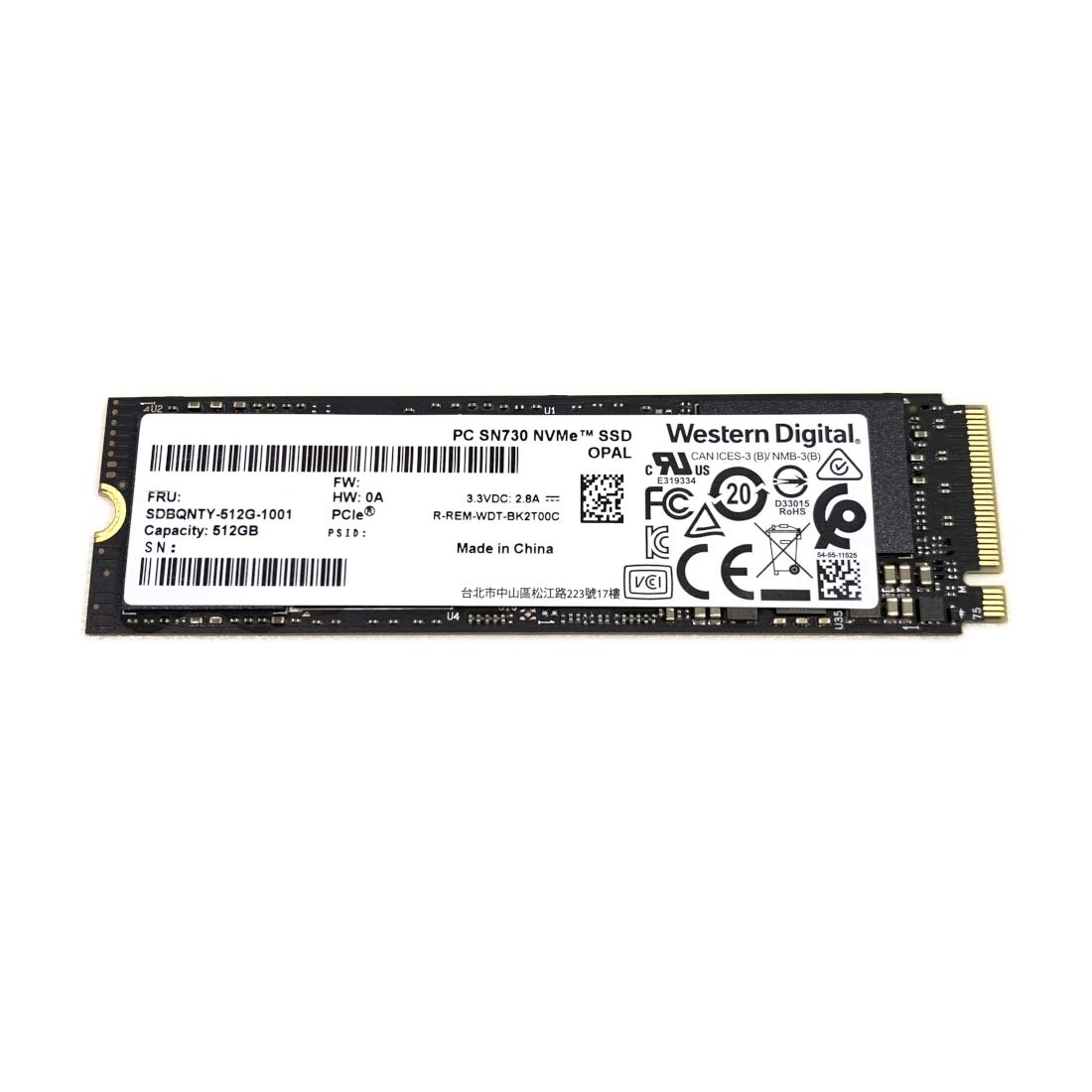 WD SSD 512GB SN730 M.2 2280 PCIe Gen3 x4 NVMe SDBQNTY 512G 1001