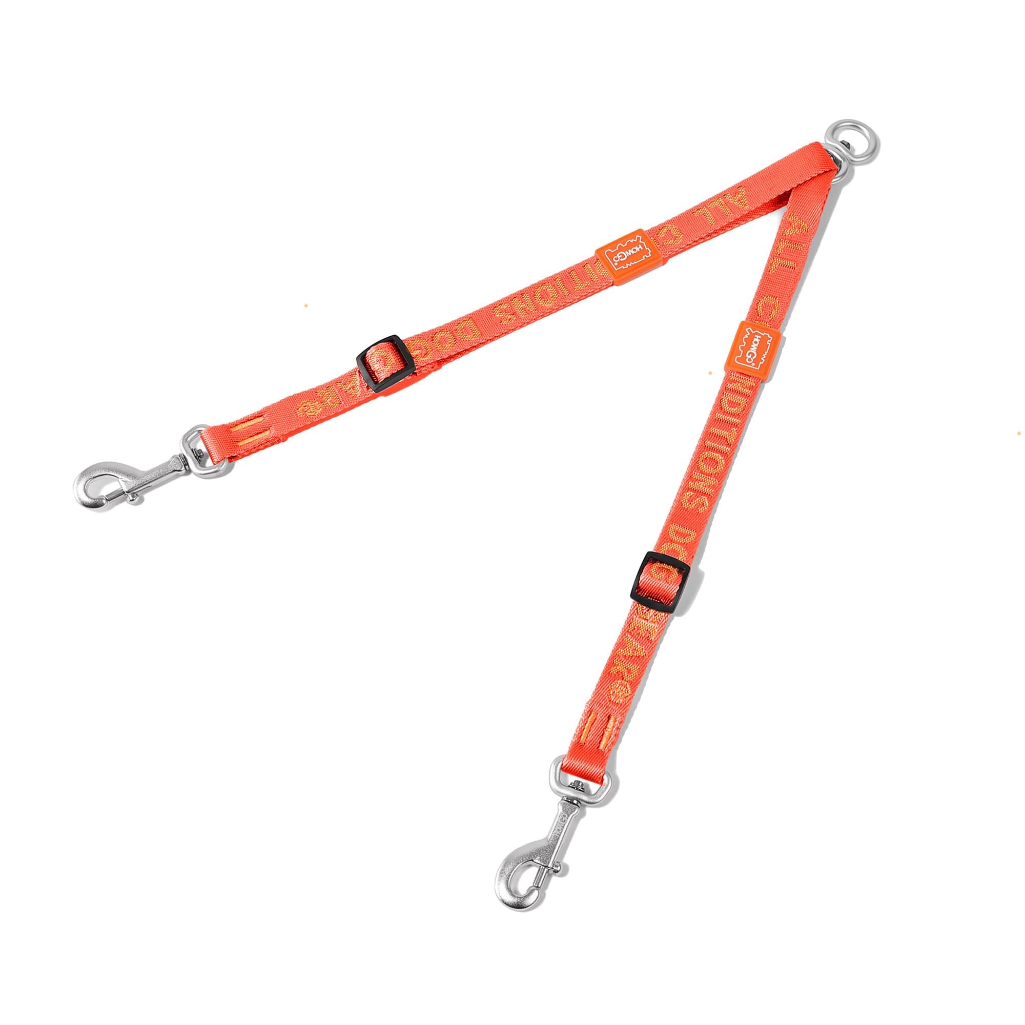 HOWGO Double Dog Leash,Tangle-Free 360 Swivel(Orange, Pro S-M Splitter)