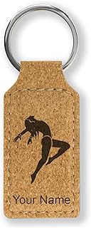 LaserGram Rectangle Keychain, Dancing Woman, Personalized Engraving Included (Cork)