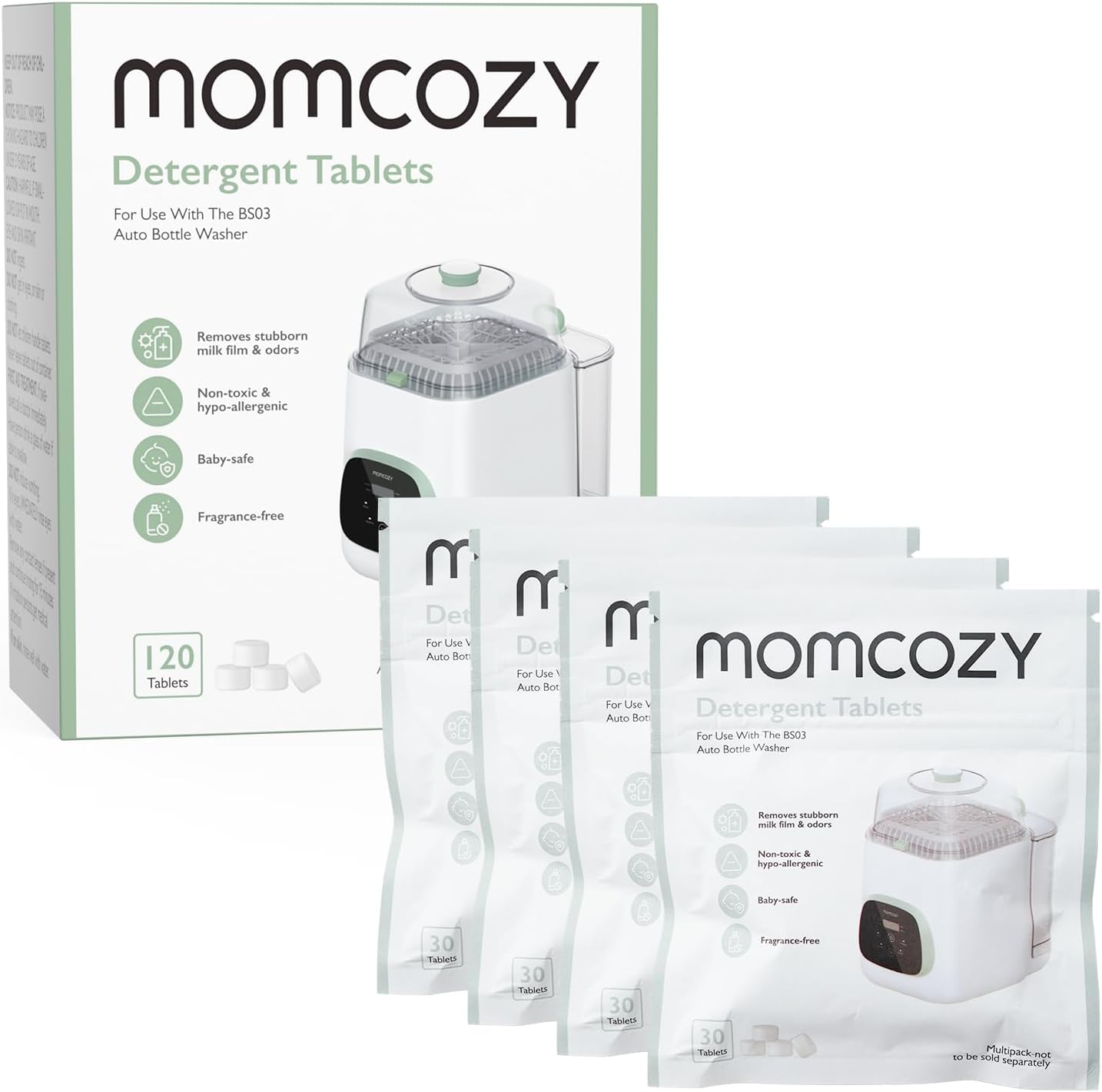 Momcozy Official Laundry Block Momcozy KleanPal Pro Bottle Washer, 120 Detergent Tablets