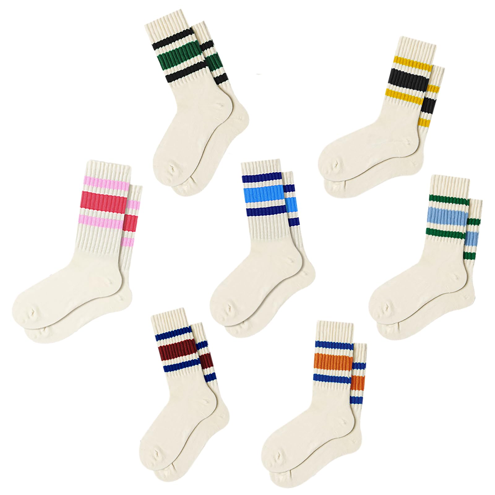 Fun Novelty Retro Striped Crew Socks For Women Sporty Calf Casual Cotton Tube Socks Women