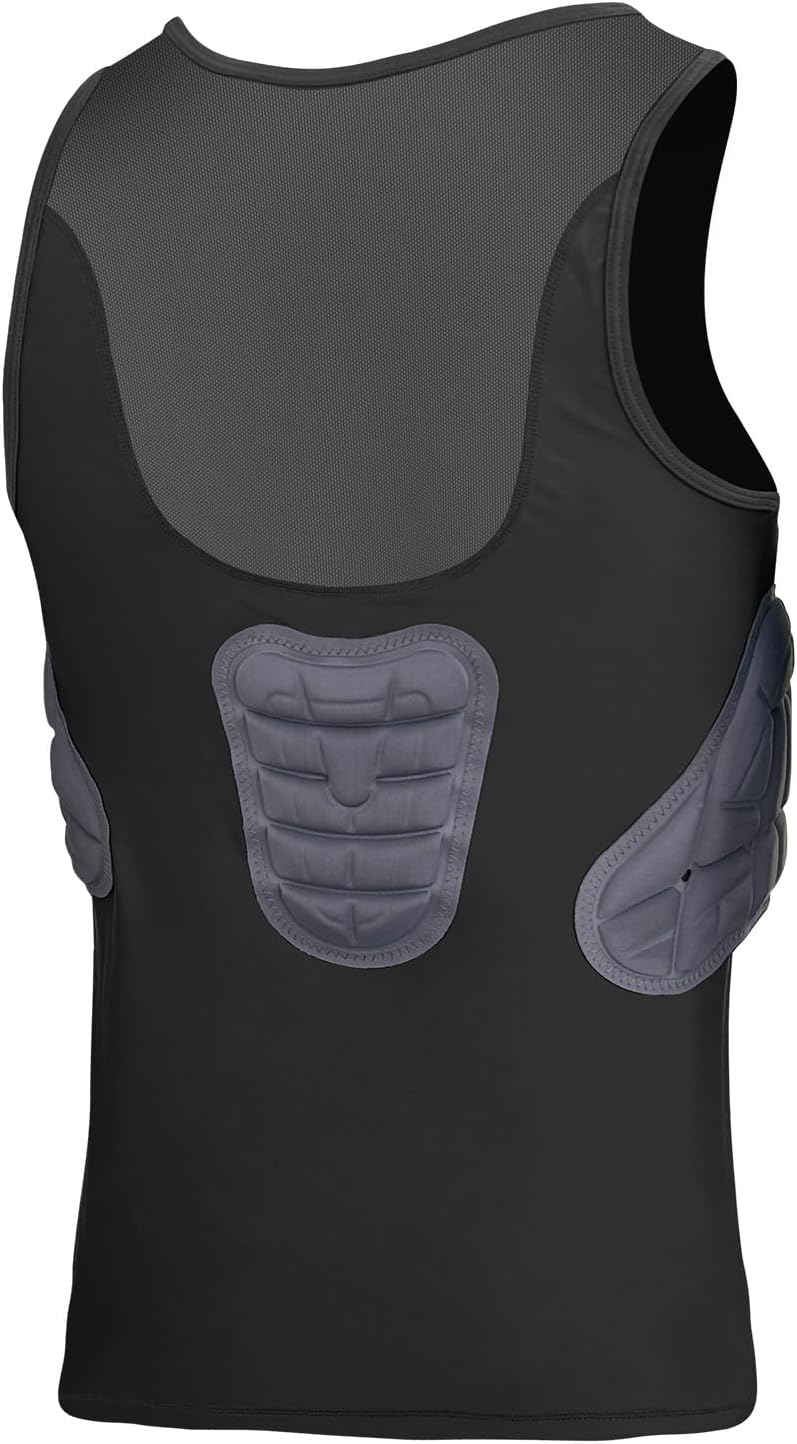 Mens Padded Compression Shirt Football Rib Protectors Baseball Chest Protector Football Padded Shirt Basketball Protective Gear - Image 2