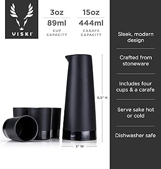 Viski 4465 Warren Stoneware Sake Set, Ceramic, Multicolor