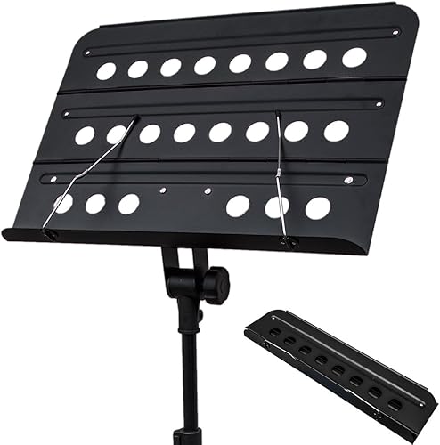 Miniatura 8 de Paititi Soporte de música plegable resistente y duradero con bolsa de transporte, color negro