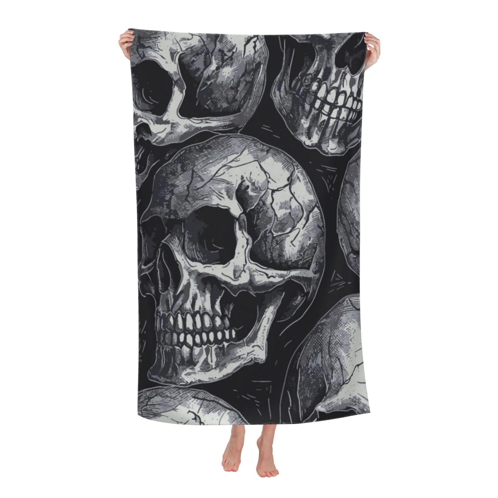LSRCPD Beach Towel Grunge Skulls Vintage Microfiber Beach Towels Blanket Oversized Tropical Big Extra Large XL Pool Towels Quick Dry Sandproof for Women Girls Kids