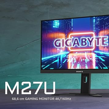 Gigabyte M27U 27 Inch 4K UHD Gaming Monitor - 3840 x 2160 160Hz 1ms 400 cd/m² FreeSync Premium Pro HDR 600 HDMI 2.1 DisplayPort 1.4