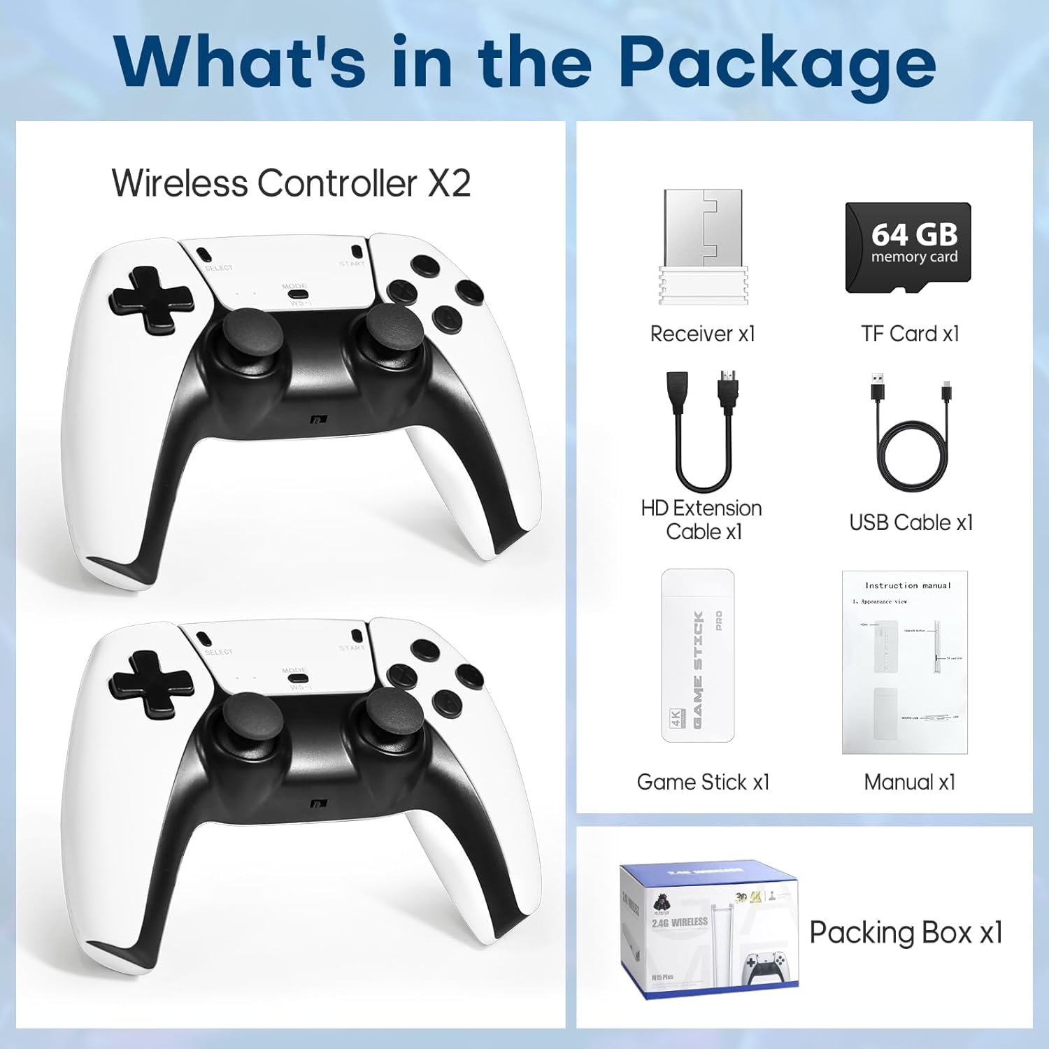 CRUPED 4K Retro Gaming Console | 20,000+ Preloaded Games | HDMI Plug & Play Game Stick | Wireless TV Game System | Classic Arcade Emulator | Dual 2.4G Controllers | 64GB Mini Game Box 1