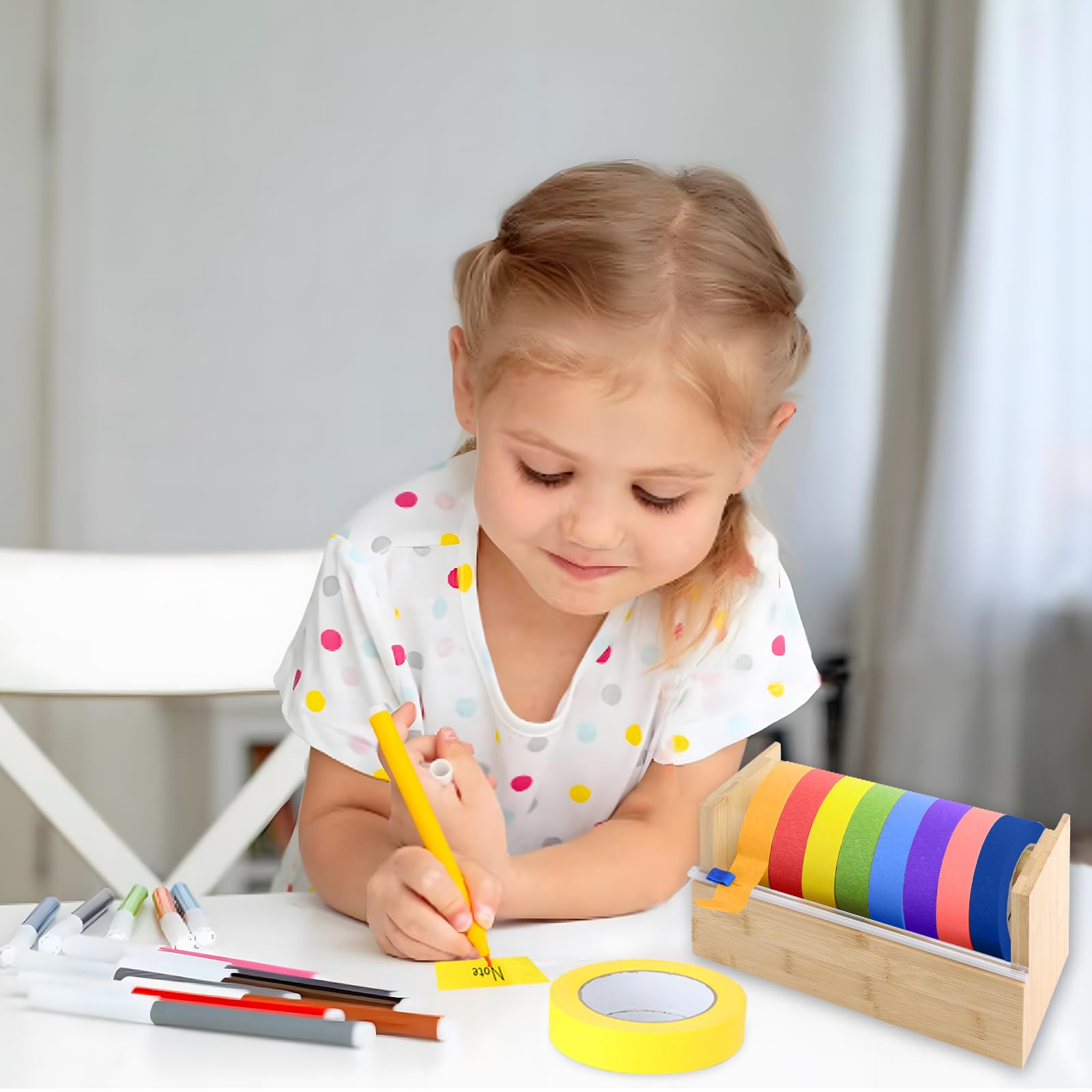 Dispensador de cinta adhesiva de madera de 9.6 x 5.5 x 5 pulgadas, dispensador de cinta para manualidades, dispensador de cinta multirollo, dispensador de cinta, soporte de rollo de cinta para niños,