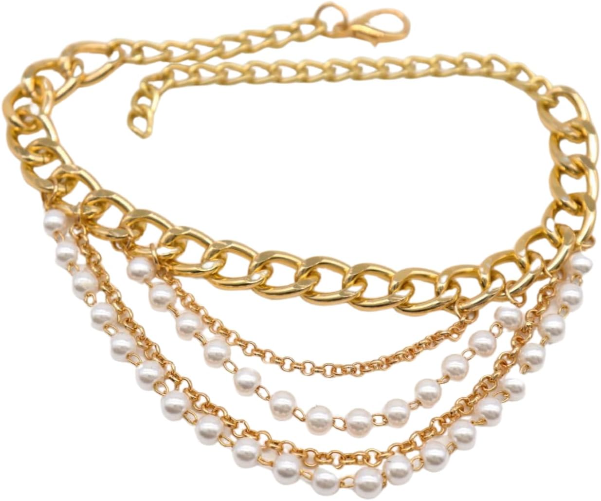 Women Western Fashion Jewelry Gold Metal Boot Bracelet Chain Shoe Anklet Multi Waves Pearl Beads z035