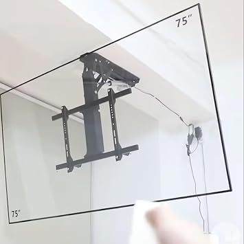 Motorized TV Mount, Hidden Drop Down TV Lift, Telescopic Electric TV Lift With Auto Lifting, 0-85  Flip Down, Fits 32-70 Inch TVs Motorized TV Stand