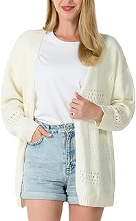 Sponsored Ad - GF FUSUNWL Crochet Sweaters for Women Cardigan Open Front Summer Knitted Outwear