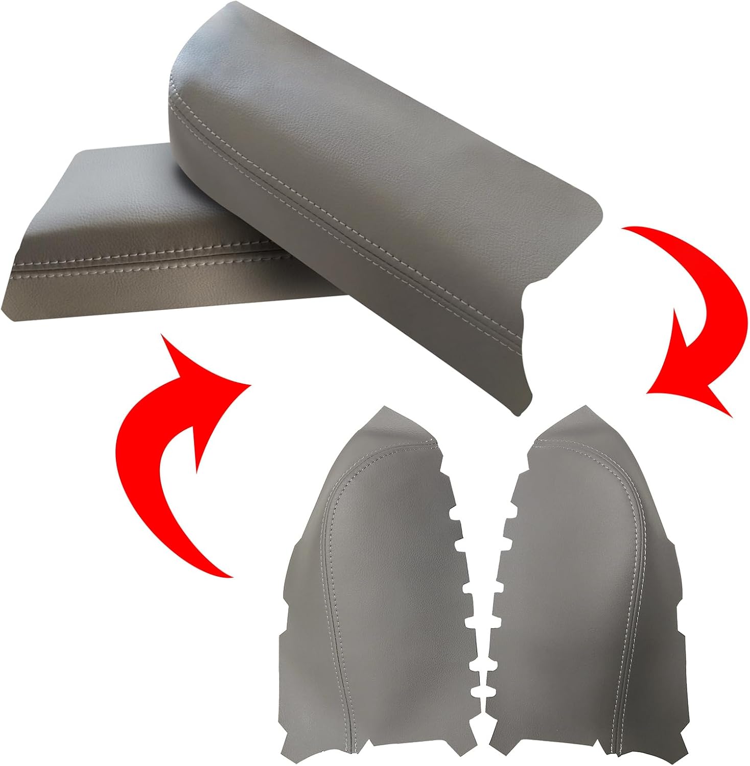 MOTOALL Gray Center Console Lid Front Door Panels Armrest Cover for Honda Pilot 2009-15