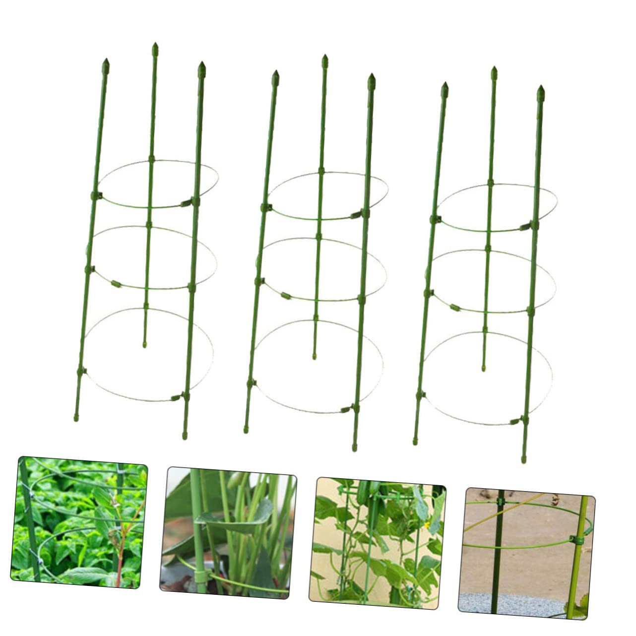 3ensembles Cages à Plastifié Supports pour Plantes Grimpantes Treillis Durable Et Aux Intempéries pour Légumes Et Fleurs